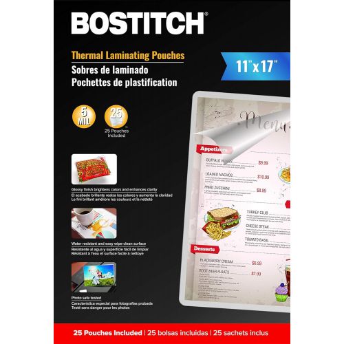  Bostitch 11 x 17 5 Mil Thermal Laminating Pouches with 25 pouches per pack