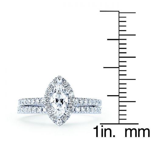  Boston Bay Diamonds 14k White Gold 45ct TDW Marquise Diamond Halo Wedding Engagement Bridal Ring Se by Boston Bay Diamonds