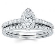 Boston Bay Diamonds 14k White Gold 14ct TDW Marquise Diamond Halo Wedding Engagement Bridal Ring Set (I-J, I1-I2) by Boston Bay Diamonds