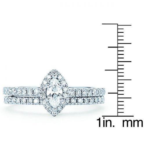  Boston Bay Diamonds 14k White Gold 14ct TDW Marquise Diamond Halo Wedding Engagement Bridal Ring Set (I-J, I1-I2) by Boston Bay Diamonds