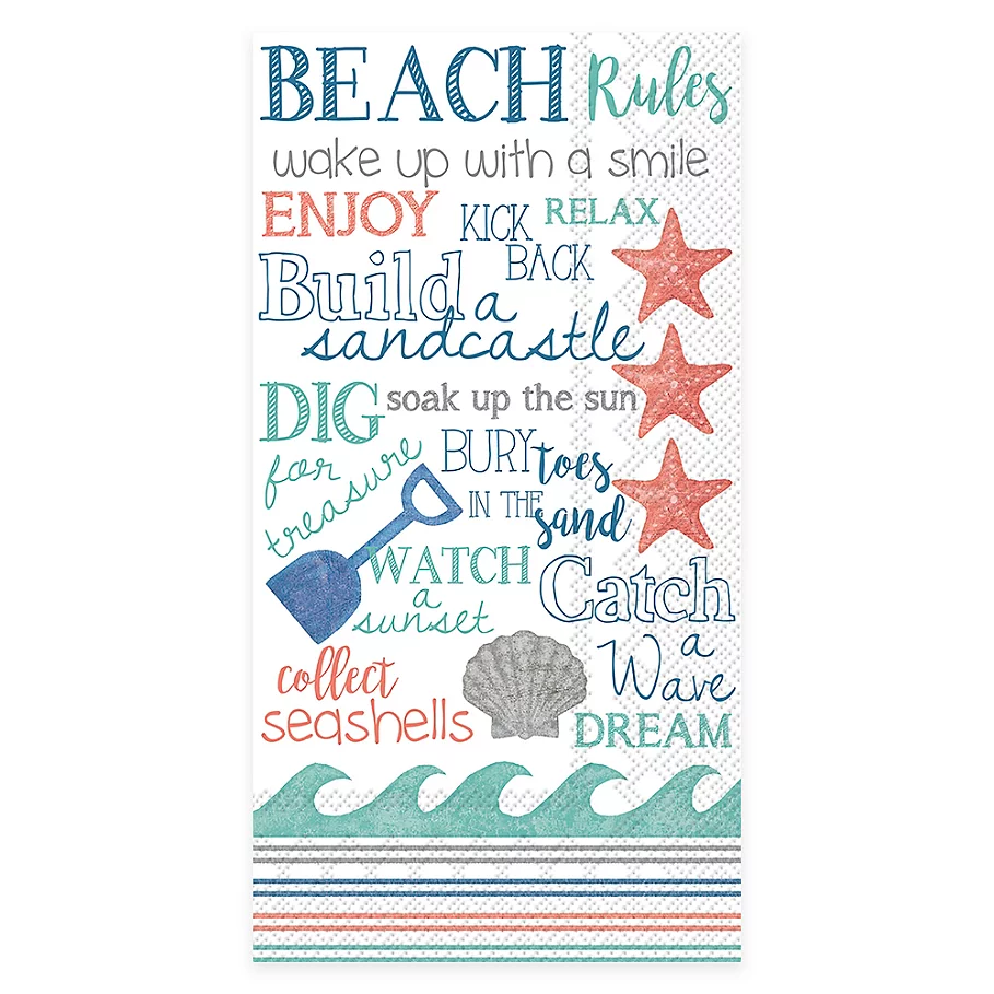 Boston International 3-Ply 16-Count Beach Themes Paper Guest Towels