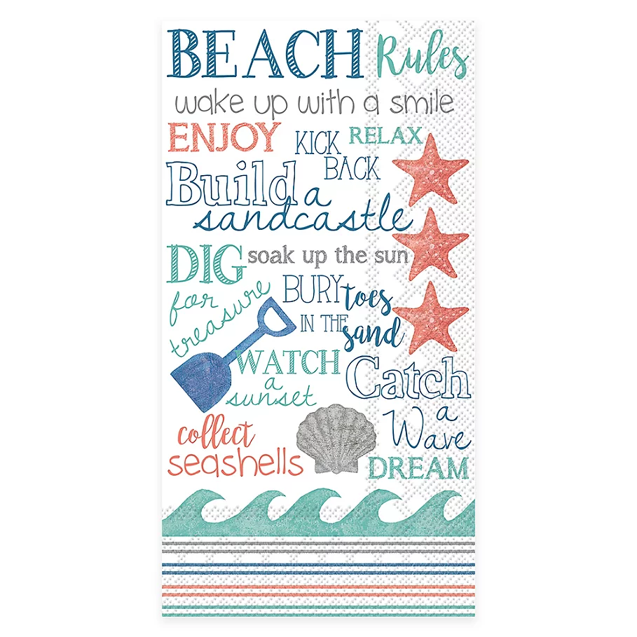  Boston International 3-Ply 16-Count Beach Themes Paper Guest Towels