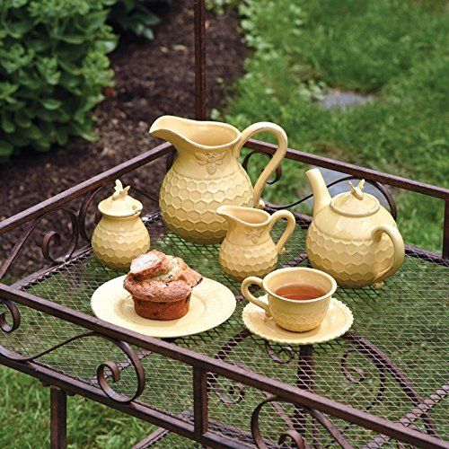  Boston International JC16112 Embossed Ceramic Teapot 3-Cup Capacity Honeycomb