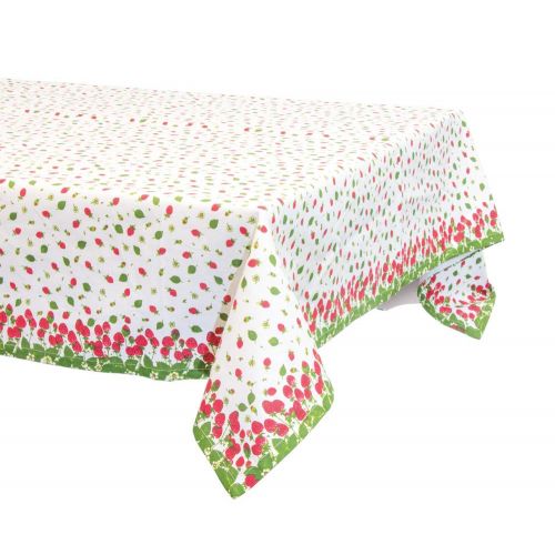  Boston International URB19137 Square Cotton Tablecloth, 52 x 52-Inch, Strawberry Season