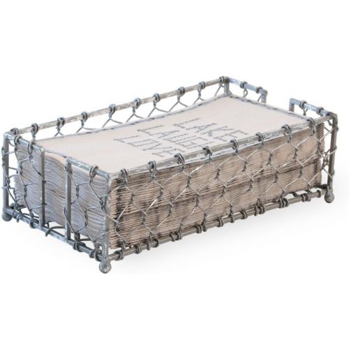  Boston International Chicken Wire Guest Napkin Caddy, Silver Foil