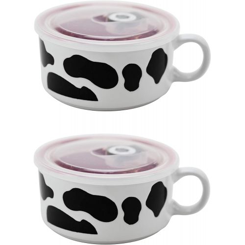  [아마존베스트]Boston Warehouse Souper Mug Food Storage Container, 22 Ounce, Cow - Set of 2