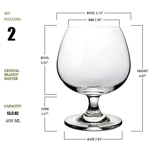  [아마존베스트]Whiskey Cognac Snifter 2 Pieces - 13.5 Ounce (400 ml) Small Crystal Brandy Glasses - Good for Bourbon Spirit Beer Drink, BE031, by BothEarn