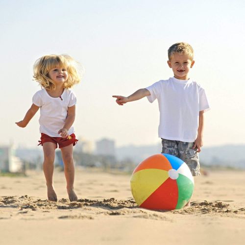  Bottles N Bags 12 Beach Balls Variety Pack Size | 4 of Each in 3 Sizes | Bigger 20 Ball ● Big 16 Ball ● Regular 12 | Dozen Rainbow Inflatable Pool Toys (12, 16, 20)