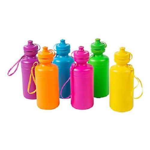  Bottles N Bags 12 Neon Water Sports Bottles for Bikes & kids| Bulk Pack, 7.5 inches, Wrist Strap | Awesome Summer Beach Accessory | Holds 18 Ounces of Drinks to Keep Kids Hydrated (12 Pack): Spor