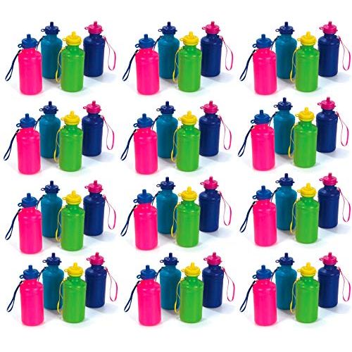  Bottles N Bags 144 Neon Water Sports Bottles for Bikes MEGA Bulk Pack, 7.5 inches, Wrist Strap Awesome Summer Beach Accessory Holds 18 Ounces of Drinks to Keep Kids Hydrated (144 Bottles)