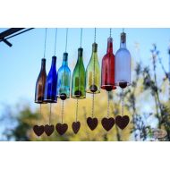 BottlesUncorked Glass Wine Bottle Wind Chime, Garden Gift, Mom, Teacher, Aunt, Housewarming, Dad, Outdoor, Patio Decor, Mother, Windchime, Art, Recycle