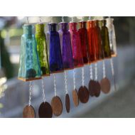 BottlesUncorked Glass Pyramid Wind Chime - Outdoor Decor - Garden Gift - Gifts for Mom - Outdoor Decor - Patio Decoration - Backyard Chimes - Outdoor Living
