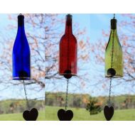 BottlesUncorked Three Glass Wine Bottle Wind Chimes - Gift for Mom - Garden Gift - Outdoor Decor - Patio Decor - Seasonal Decor - Backyard Decor - Chimes