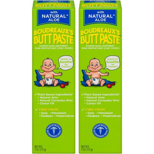  [아마존베스트]Boudreauxs Butt Paste Diaper Rash Ointment | With Natural Aloe | 4 Oz | Pack of 2