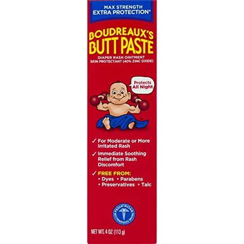  Boudreauxs Butt Paste Diaper Rash Ointment | Maximum Strength | 4 Ounce (Pack of 1) Tube | Paraben & Preservative Free