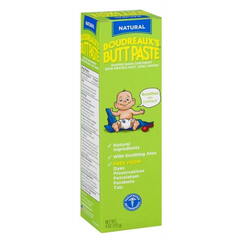  Boudreauxs Butt Paste Diaper Rash Ointment, With Natural Aloe, 4 Oz, Pack of 2