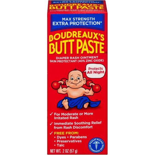  Boudreauxs Butt Paste Diaper Rash Ointment | Maximum Strength | 2 Ounce (Pack of 1) Tube | Paraben & Preservative Free