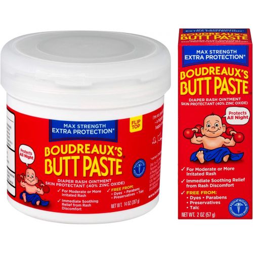  Boudreauxs Butt Paste Diaper Rash Ointment, Maximum Strength, 14 Oz and 2 Oz