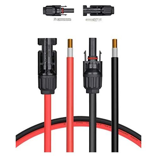  BougeRV 6 Feet 10AWG Solar Extension Cable with Female and Male Connector Solar Panel Adaptor Kit Tool (6FT Red + 6FT Black)