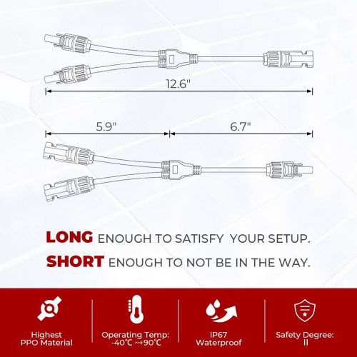  BougeRV Connectors Y Branch Parallel Adapter Cable Wire Plug Tool Kit for Solar Panel