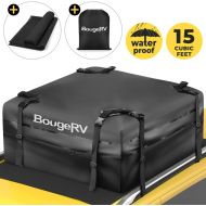 BougeRV Rooftop Cargo Carrier Bag with Anti-Slip Mat 15 Cubic Feet Waterproof Car Roof Bag Roof Top Cargo Luggage Storage Bag 1000D PVC, with 8 Reinforced Straps + Storage Bag for