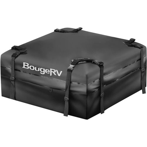  BougeRV Rooftop Cargo Carrier Bag with Anti-Slip Mat 15 Cubic Feet Waterproof Car Roof Bag Roof Top Cargo Luggage Storage Bag 1000D PVC, with 8 Reinforced Straps + Storage Bag for