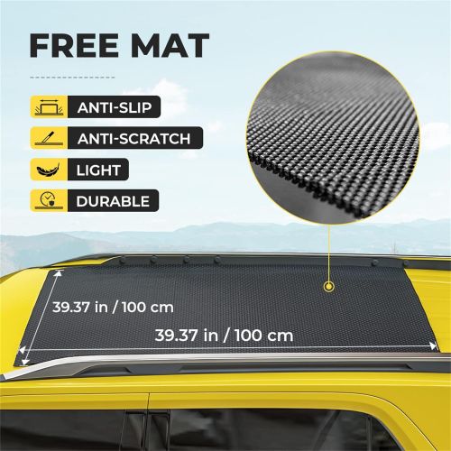  BougeRV Rooftop Cargo Carrier Bag with Anti-Slip Mat 15 Cubic Feet Waterproof Car Roof Bag Roof Top Cargo Luggage Storage Bag 1000D PVC, with 8 Reinforced Straps + Storage Bag for