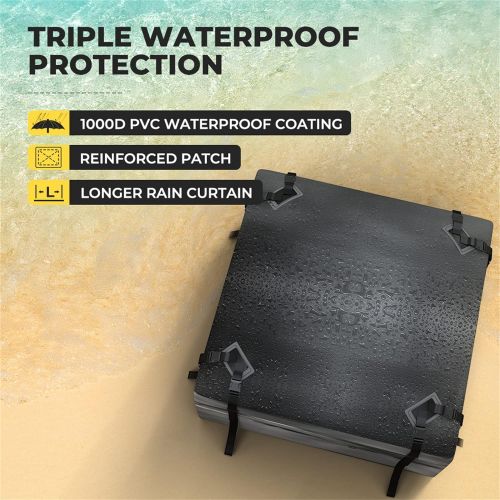  BougeRV Rooftop Cargo Carrier Bag with Anti-Slip Mat 15 Cubic Feet Waterproof Car Roof Bag Roof Top Cargo Luggage Storage Bag 1000D PVC, with 8 Reinforced Straps + Storage Bag for