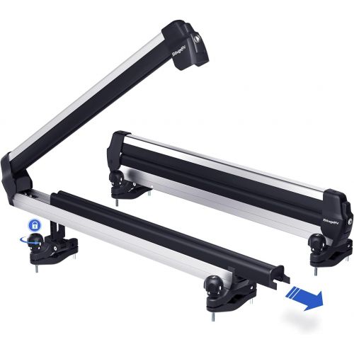  BougeRV Ski & Snowboard Racks 2.0 with Anti-Theft Lock, Extension with Sliding Feature, 28 Fits 6 Pairs Skis or 4 Snowboards, Universal Mounting System Fits for Square/ Round/ Aero