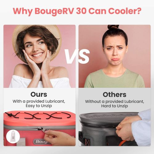  BougeRV Soft Cooler, 30 Cans Portable Soft Sided Insulated Leak Proof Waterproof Cooler Bag for New Year Gift, Birthday Gift