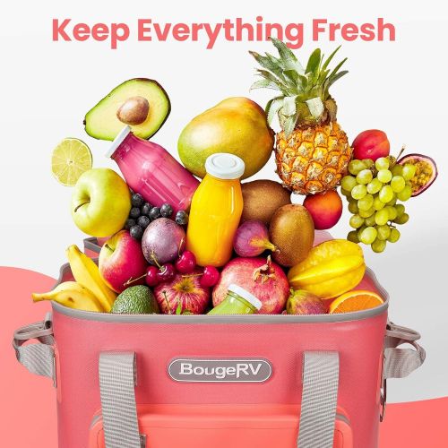  BougeRV Soft Cooler, 30 Cans Portable Soft Sided Insulated Leak Proof Waterproof Cooler Bag for New Year Gift, Birthday Gift