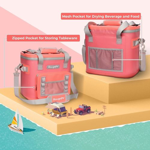  BougeRV Soft Cooler, 30 Cans Portable Soft Sided Insulated Leak Proof Waterproof Cooler Bag for New Year Gift, Birthday Gift