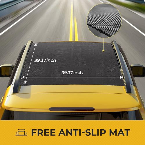  BougeRV 20 Cubic Feet Rooftop Cargo Carrier Bag with Anti-Slip Mat Waterproof Car Roof Soft-Shell Bag Cargo Luggage Storage Bag for Cars with or Without Side Rails for Camping, Ski