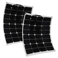 BougeRV uxcell 2pcs 50W 18V 12V Bendable Solar Panel Water/Shock/Dust Resistant Power Solar Charger for RV, Boat, Cabin, Tent, Car, Trailer, or Any Other Irregular Surface