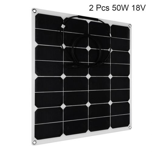  BougeRV uxcell 2pcs 50W 18V 12V Bendable Solar Panel Water/Shock/Dust Resistant Power Solar Charger for RV, Boat, Cabin, Tent, Car, Trailer, or Any Other Irregular Surface