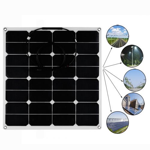  BougeRV uxcell 2pcs 50W 18V 12V Bendable Solar Panel Water/Shock/Dust Resistant Power Solar Charger for RV, Boat, Cabin, Tent, Car, Trailer, or Any Other Irregular Surface