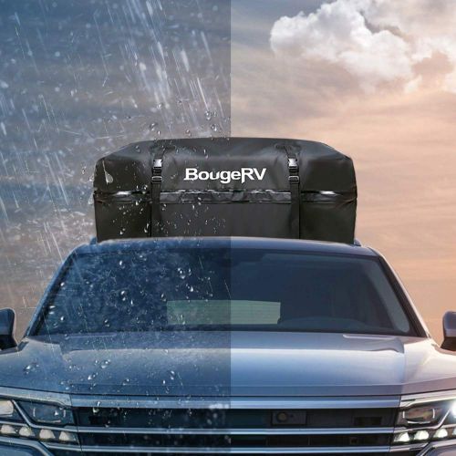  BougeRV Roof Top Cargo Carrier Bag Waterproof Car Roof Bag Rooftop Cargo Luggage Bag Travel Storage Box for Jeep Car Truck SUV (15 Cubic Feet)