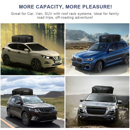  BougeRV Roof Top Cargo Carrier Bag Waterproof Car Roof Bag Rooftop Cargo Luggage Bag Travel Storage Box for Jeep Car Truck SUV (15 Cubic Feet)