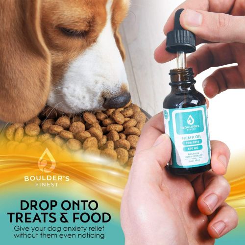  Boulders Finest Hemp Oil for Dogs & Cats - 500MG - Anxiety Relief for Dogs & Cats - 100% Pet Hemp Seed Oil - Supports Hip and Joint Health - Grown & Made in USA - Natural Pain Reli