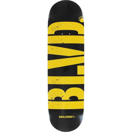  Boulevard Logo Skateboard Deck -8.25 Black/Yellow Deck ONLY - (Bundled with Free 1 Hardware Set)