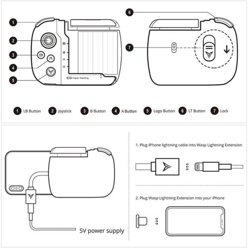  Bounabay Wireless Game Controller Capair Mapping Gamepad Compatible iPhone 6-8plus