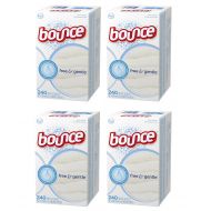 Bounce Fabric Softener gxEpp Dryer Sheets Free & Gentle, 240 Count (4 Pack)