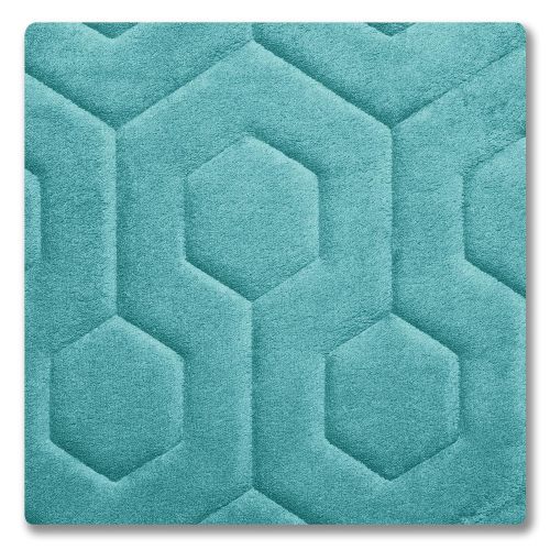  Bounce Comfort Hexagon Extra Thick Premium Plush 2 Piece Memory Foam Bath Mat Set with BounceComfort Technology, 17 x 24 Turquoise