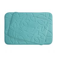 Bounce Comfort Blowing Leaves 2 Piece Memory Foam Bath Mat Set, 20 by 34, Turquoise