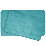 Bounce Comfort Palace Extra Thick Premium Plush 2 Piece Memory Foam Bath Mat Set with BounceComfort Technology, 20 x 34 Turquoise