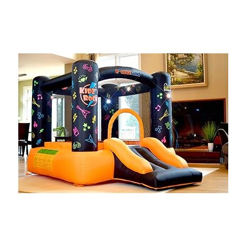  Kidz Rock Bounce House with Lights and Sound interaction inflatable bouncer, 9 ft L x 7 ft W x 5.5 ft H, Music and Lights for Kids Play, Blower Included, Netted for Safety, Fun for Kids