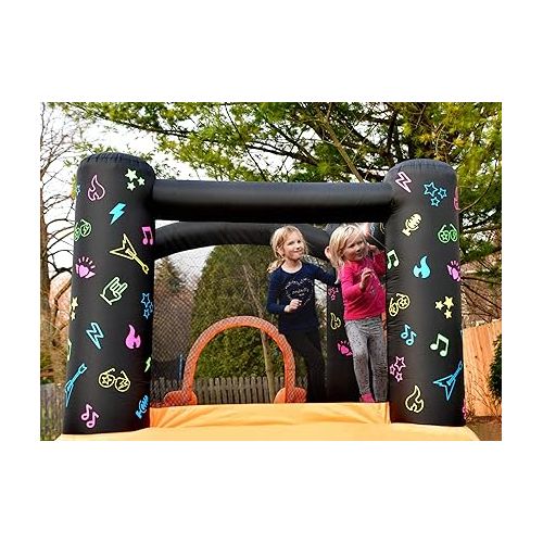  Kidz Rock Bounce House with Lights and Sound interaction inflatable bouncer, 9 ft L x 7 ft W x 5.5 ft H, Music and Lights for Kids Play, Blower Included, Netted for Safety, Fun for Kids