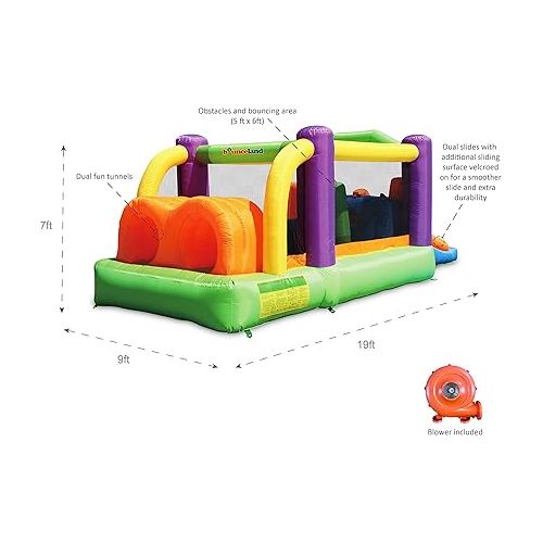  Bounceland Pro Racer Obstacle Bounce House with Dual Slides, Bounce, Climb, Slide All in One, UL 1 HP Blower Included, 19 ft x 9 ft x 7 ft H, Great for Big Party, Fun Racing Game in Teams