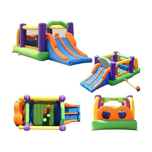  Bounceland Pro Racer Obstacle Bounce House with Dual Slides, Bounce, Climb, Slide All in One, UL 1 HP Blower Included, 19 ft x 9 ft x 7 ft H, Great for Big Party, Fun Racing Game in Teams