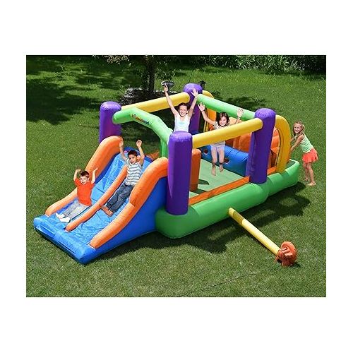  Bounceland Pro Racer Obstacle Bounce House with Dual Slides, Bounce, Climb, Slide All in One, UL 1 HP Blower Included, 19 ft x 9 ft x 7 ft H, Great for Big Party, Fun Racing Game in Teams